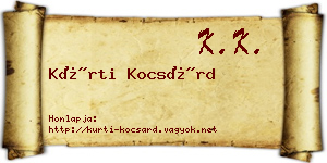 Kürti Kocsárd névjegykártya